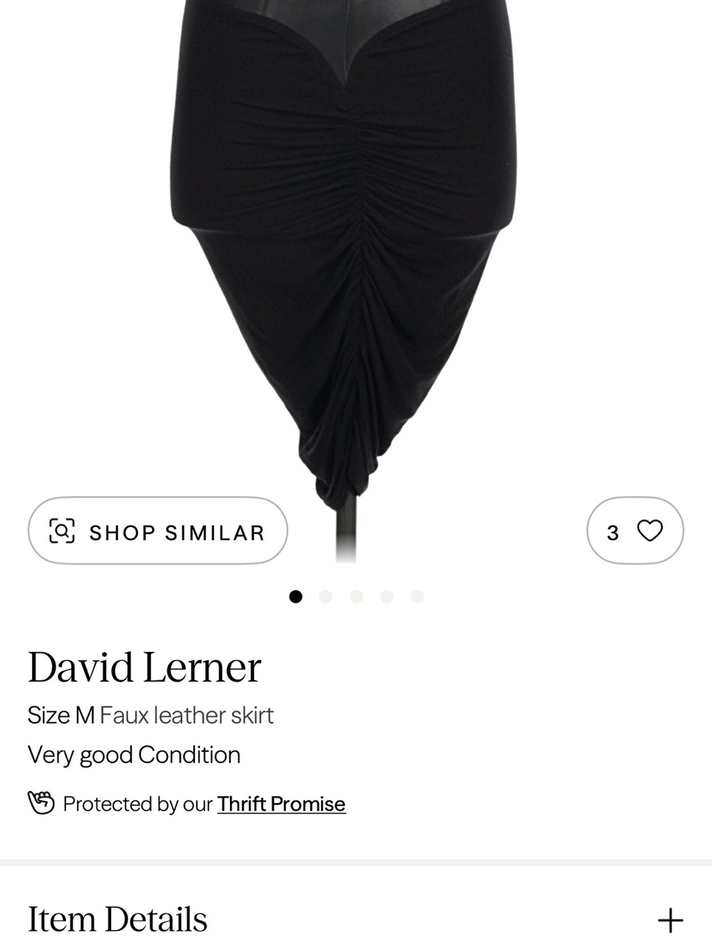 David Lerner Black Ruched Faux Leather Pencil Skirt